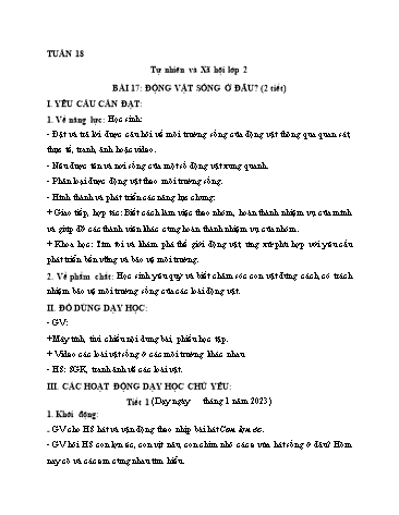 Giáo án Tự nhiên và Xã hội Lớp 2 (Kết nối tri thức và cuộc sống) -  Tuần 18 - Năm học 2022-2023