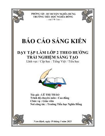 Sáng kiến kinh nghiệm Dạy tập làm văn theo hướng trải nghiệm sáng tạo