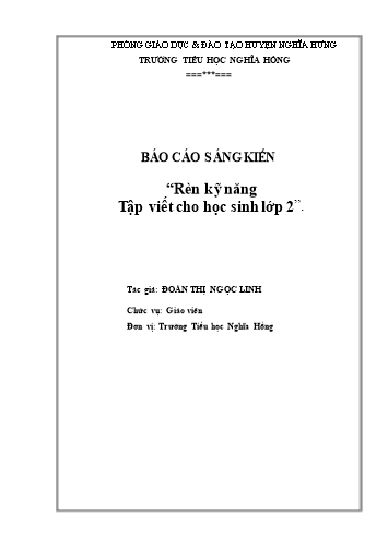 Sáng kiến kinh nghiệm Rèn kỹ năng Tập viết cho học sinh Lớp 2