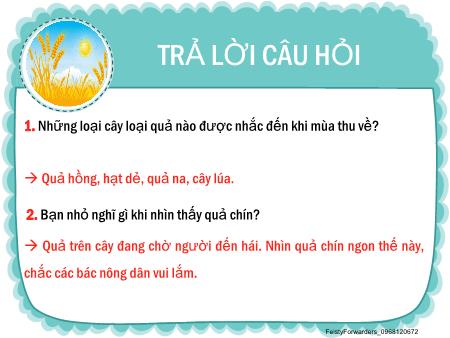 Bài giảng Tiếng Việt 2 (Đọc) Sách Kết nối tri thức - Bài: Mùa vàng (Tiết 1+2)