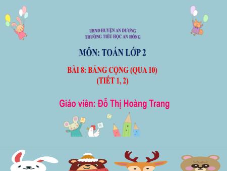 Bài giảng Toán 2 (Kết nối tri thức) - Bài 8: Bảng cộng (qua 10) - Đỗ Thị Hoàng Trang