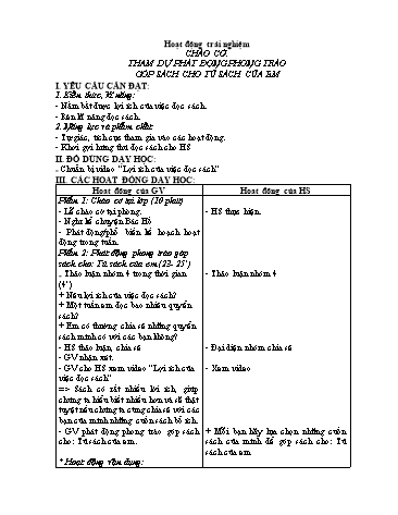 Giáo án Hoạt động trải nghiệm 2 (Kết nối tri thức) - Bài: Chào cờ. Tham dự phát động phong trào góp sách cho tủ sách của em
