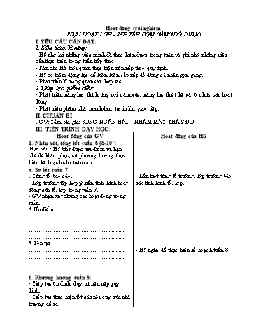 Giáo án Hoạt động trải nghiệm 2 (Kết nối tri thức) - Sinh hoạt lớp: Sắp xếp gọn gàng đồ dùng