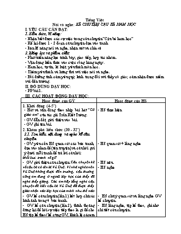 Giáo án Tiếng Việt 2 (Nói và nghe) Sách Kết nối tri thức - Bài: Kể chuyện Cậu bé ham học