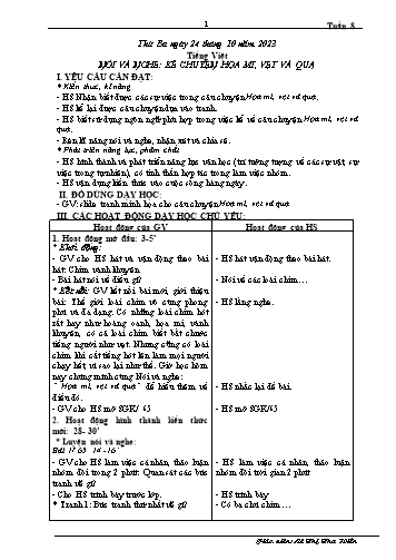 Giáo án Tiếng Việt 2 (Nói và nghe) Sách Kết nối tri thức - Tuần 8, Bài: Kể chuyện họa mi, vẹt và quạ - Năm học 2023-2024 - Lê Thị Thu Hiền