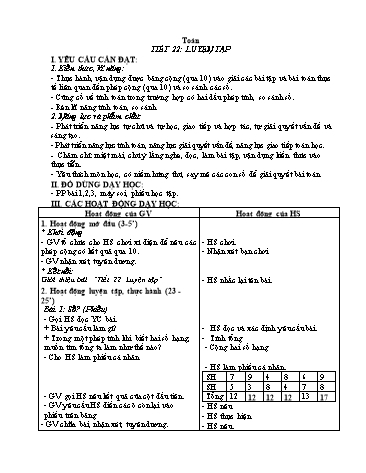 Giáo án Toán 2 (Kết nối tri thức) - Tiết 22: Luyện tập
