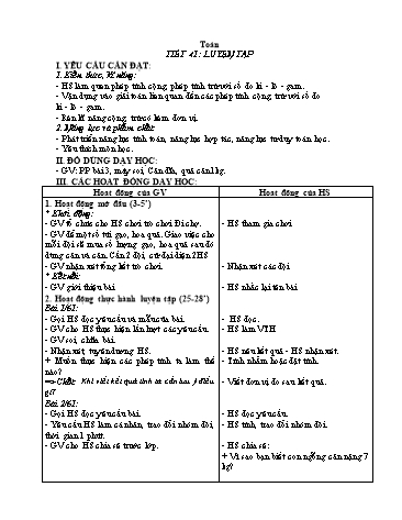 Giáo án Toán Lớp 2 (Kết nối tri thức) - Tiết 41: Luyện tập
