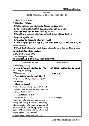 Kế hoạch bài dạy Đạo đức 2 (Kết nối tri thức) - Bài 11: Tìm kiếm sự hỗ trợ khi ở nhà (Tiết 2) - Bùi Hoàng Vân Ngọc