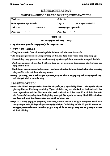 Trọn bộ kế hoạch bài dạy GDTC 2 - Tuần 30 - Năm học 2026-2027 có tích hợp năng lực số và AI