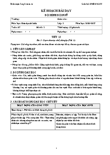 Trọn bộ kế hoạch bài dạy GDTC 2 - Tuần 7 - Năm học 2026-2027 có tích hợp năng lực số và AI